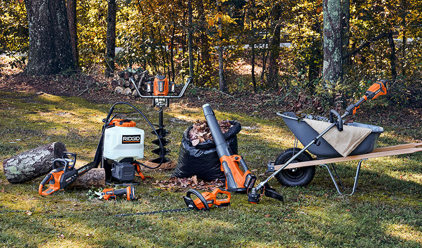 Ridgid 18V Battery-Powered Outdoor Power Equipment Family